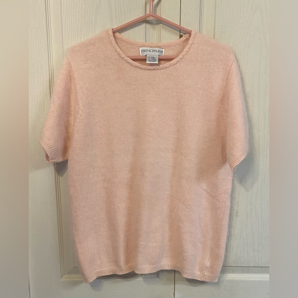 Principles Vintage Blouse Angora Soft Pink Women's Fuzzy Size Large